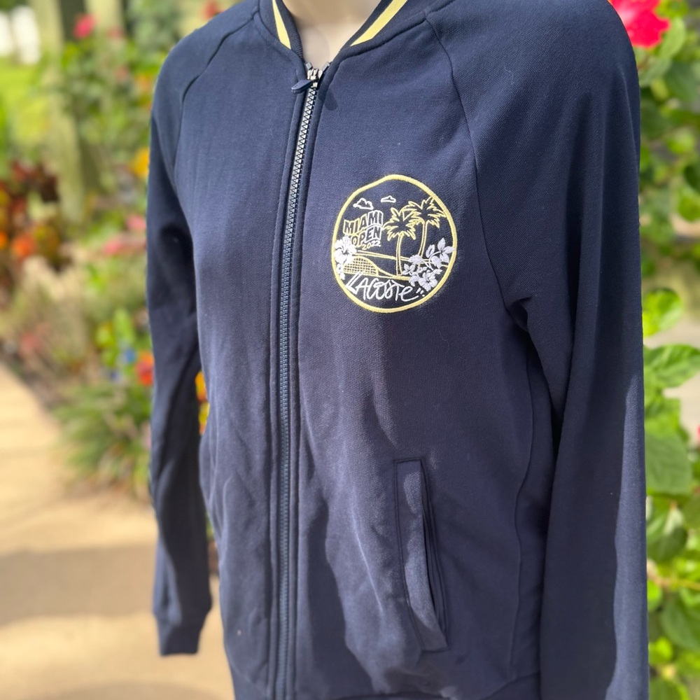 Lacoste‎ Sport Navy Miami Open jacket with Yellow and White Embroidery